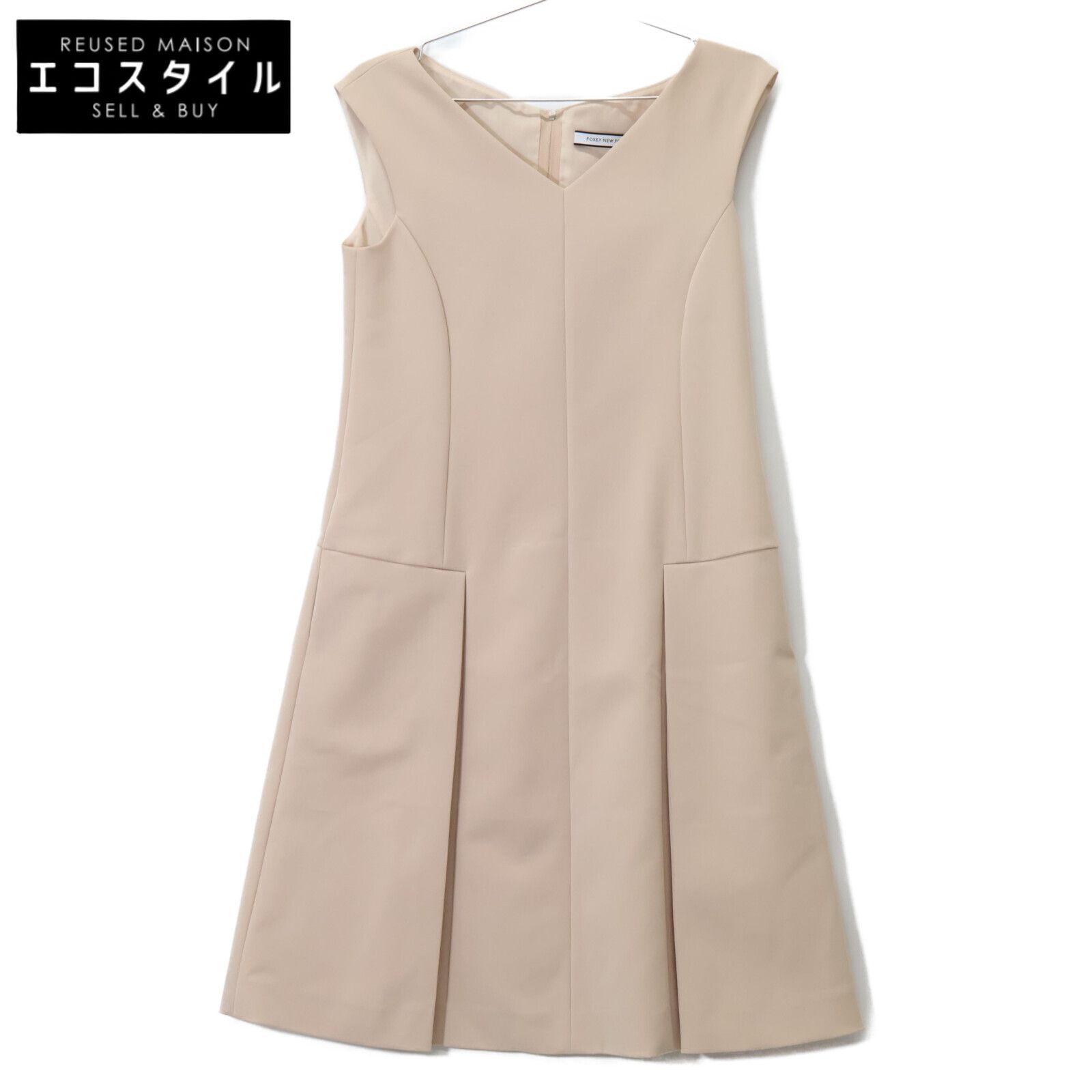 FOXEY NEW YORK　フォクシーニューヨーク　ベージュ 37801 ストレッチグログランワンピース　38