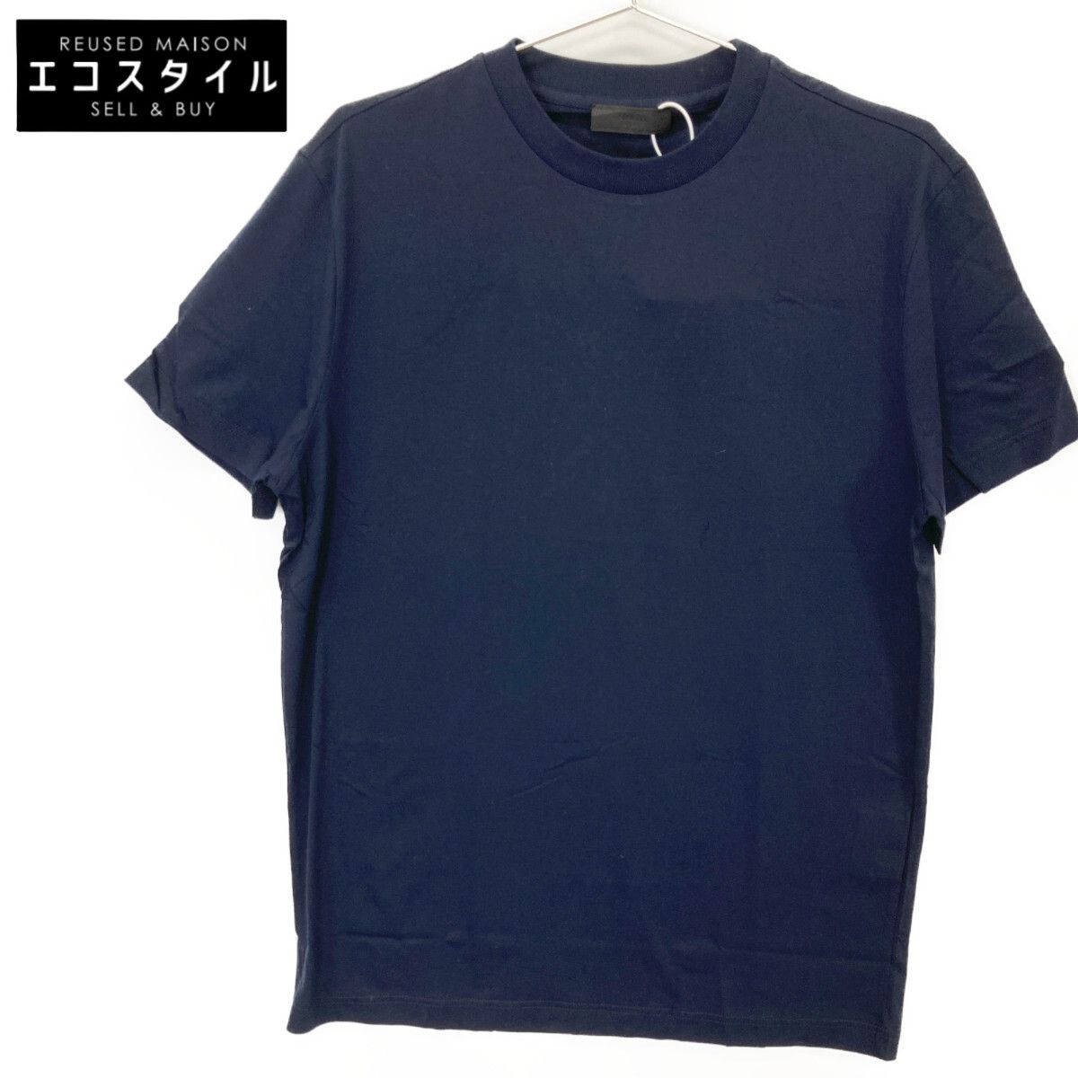 PRADA プラダ UJM492 トライアングルロゴ ネイビー クルーネック Tシャツ M
