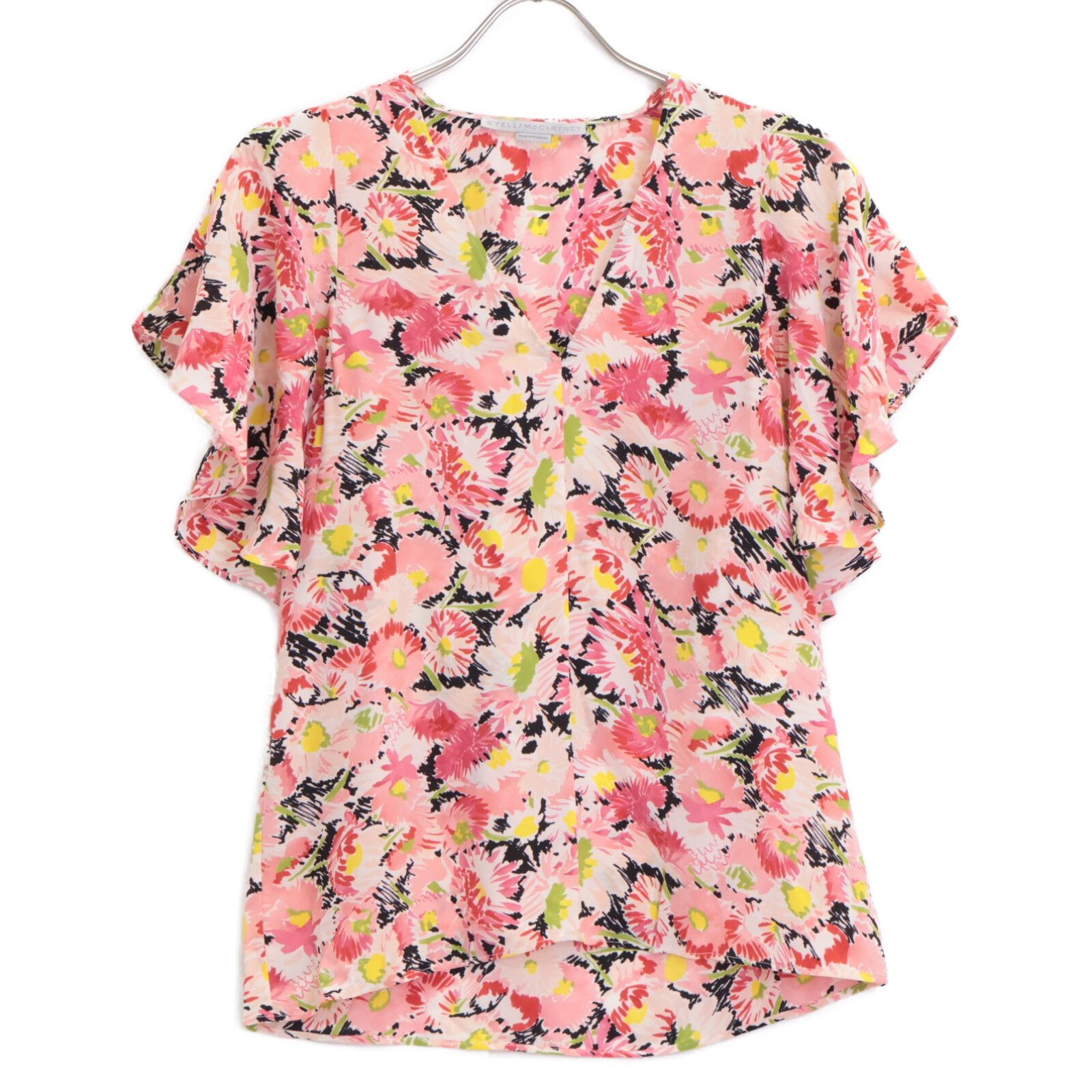 美品 STELLA McCARTNEY シルク 花柄 切り替え ブラウス STELLA McCARTNEY ステラマッカートニー 602912 ピンク系 シルク100 花