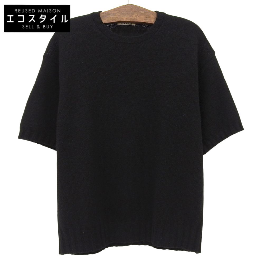 AURALEE　オーラリー　SHETLAND WOOL CASHMERE ニットTシャツ トップス メンズ 黒 ブラック 4　4