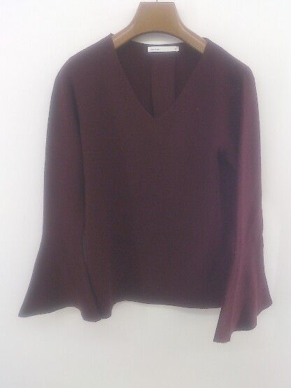 ◇ Sens de vie サンスドゥヴィ Vネック 長袖 ニット カットソー サイズM ボルドー系 ブラック レディース P 【1301260017005】 9,851円