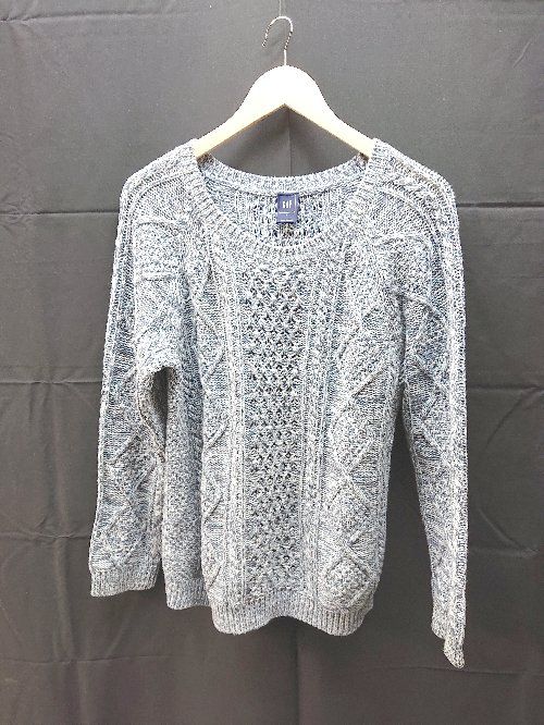 ◇ ◎ GAP ギャップ マーブル、アラン編み 長袖 ニット サイズL ブルー レディース E 【1301260023839】