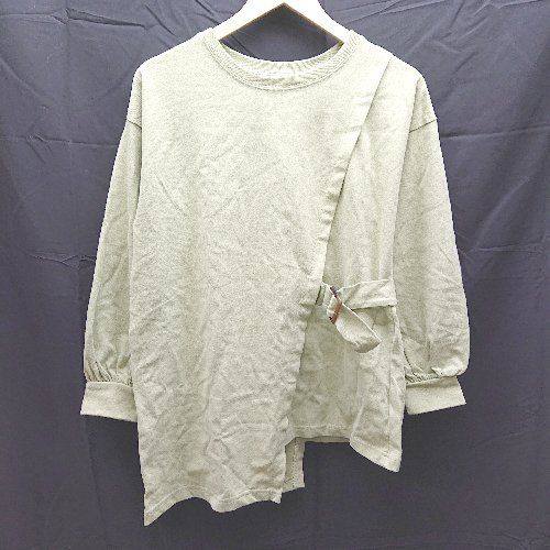 ◇ Discoat ベルト付き　Tシャツ　抹茶　黄緑　アシメントリー　デザイン　ニット　カットソー FREEサイズ グリーン 女 E 【1301260039175】
