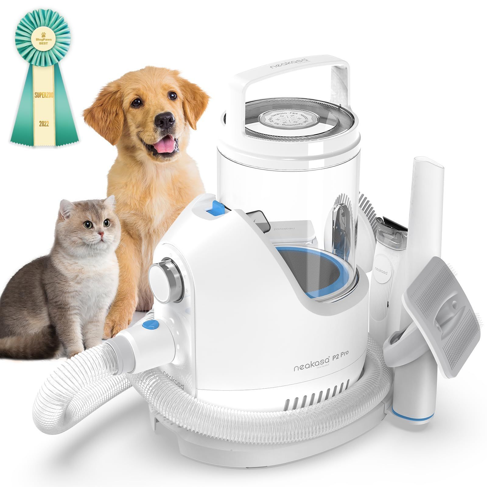 バリカン付きペットグルーミングセット 犬猫用電動バリカン 1台5役の多機能ペット掃除機 抜け毛を自動吸引 低騒音 3階の吸引力 収納スタンド付き 一年保証付き ブルー