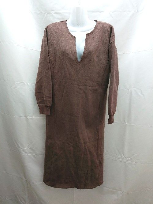 ◇ LOWRYS FAERM 裏起毛 トレーナー Vカットネック 軽量 ワイド 長袖 ロング ワンピース サイズF ブラウン系 レディース E 【1301260041048】