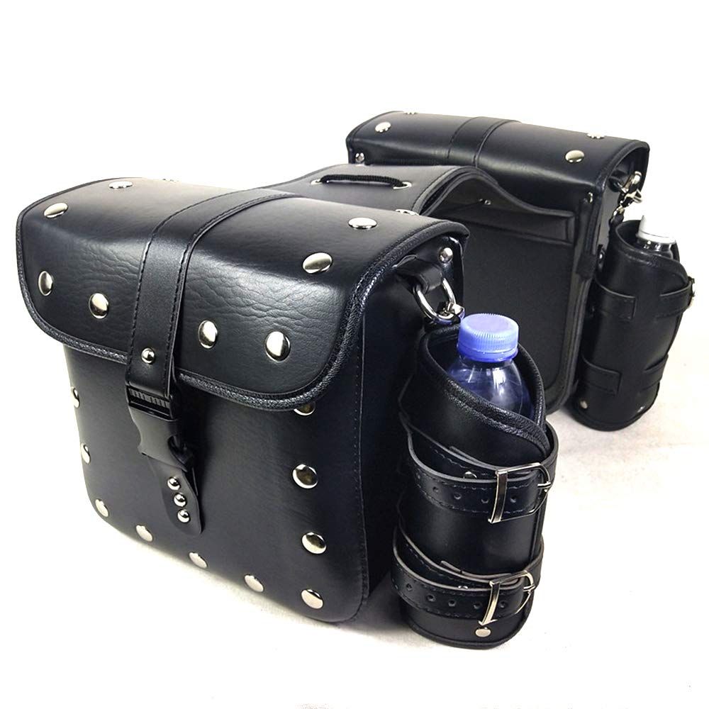 新品 ZSADZS サドルバッグ 防水 バイク用 2個セット 大容量 サイドバッグ ブラック バイクツールバッグ 等適用 (B)