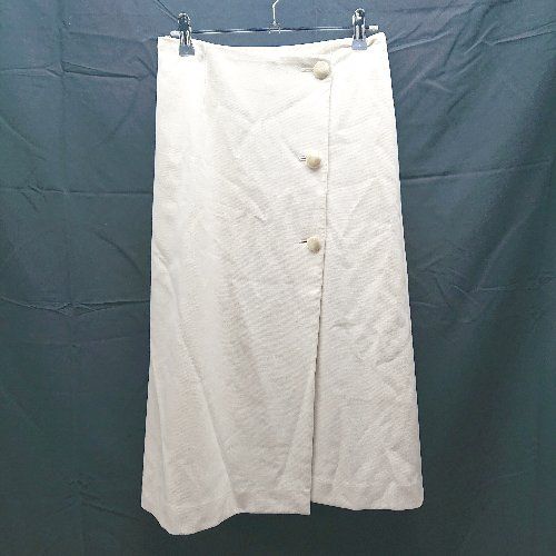 ◇ BEAUTY&YOUTH UNITED ARROWS ジップアップ ボタン 裏地 ひざ丈 タイト スカート サイズS ホワイト系 レディース E 【1301260047644】
