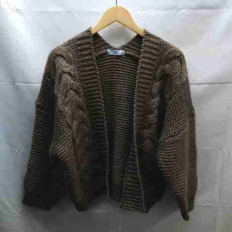 ◇ Sonny Label サニーレーベル Vネック　ケーブル　シンプル 長袖 カーディガン サイズF ブラウン系 レディース E 【1301260047576】