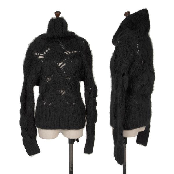 DRIES VAN NOTEN モヘヤ混 Vネックニット M ドリスヴァンノッテンDRIES VAN NOTEN モヘア混ウール透かし編み