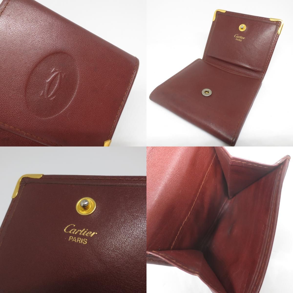E435 Cartier カルティエ マスト ドゥ コインケース 小銭入れ ボルドー 