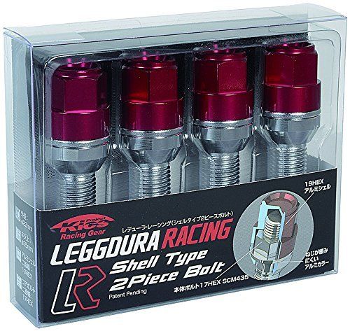 新品 KYO-EI ( 協永産業 ) ホイールボルト LEGGDURA RACING Bolt 【 M14 x P1.5 】 テーパー : 60° 【 首下 : 35mm 】 レッド KIC3035R4