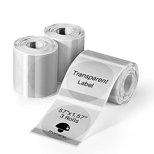 【3個セット】Phomemo 感熱用紙 M110 M120 M220対応 感熱ロール紙 純正 ラベルシール 透明ラベル 角丸 強粘着 耐水 ホワイト ラベルシール 宛名ラベル 感熱シール 収納ラベル 値札ラベル アドレス オリジナルラベル サーマルプリンター/