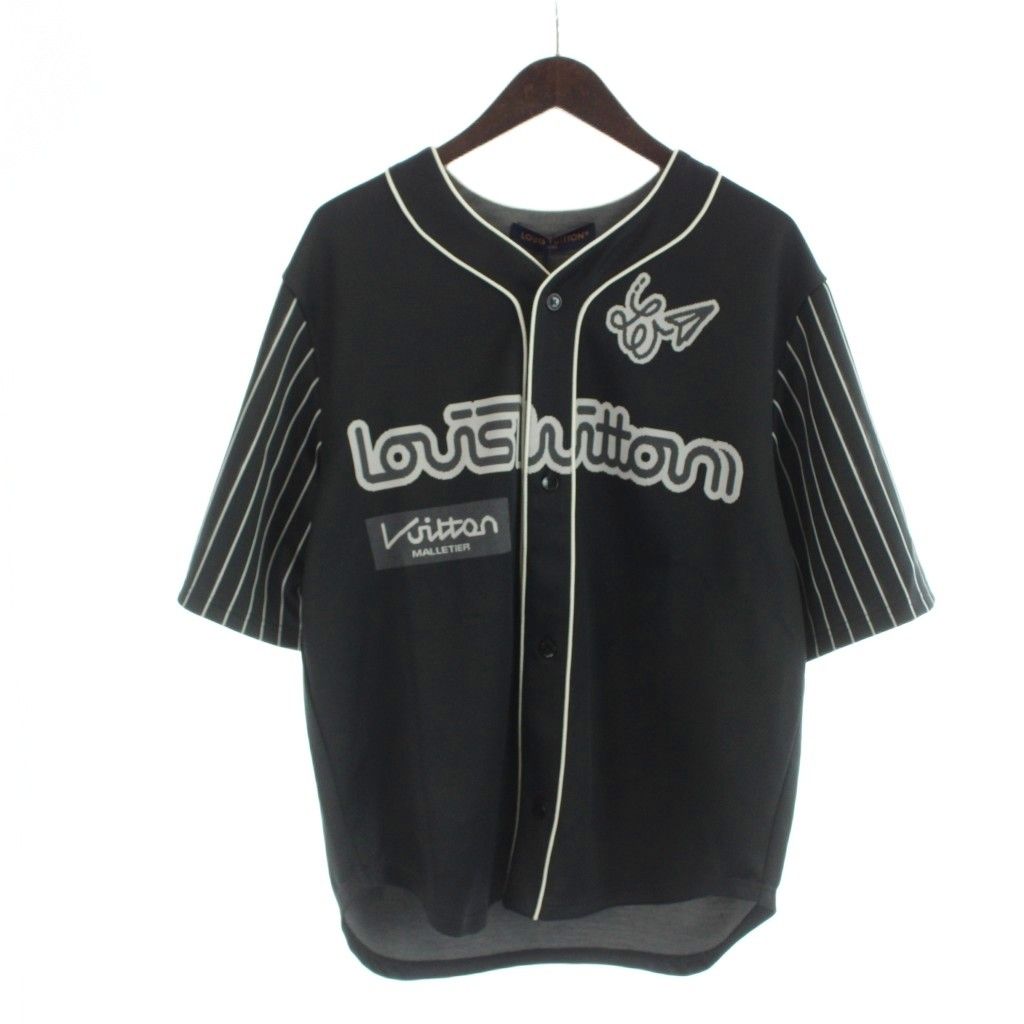 ルイヴィトン LOUIS VUITTON 23SS Logo Numbering Baseball Shirt ロゴナンバリング ベースボールシャツ RM231 YN1 HOS83W カットソー 半袖 ロゴ M 黒 ブラック ■GY18 /MQ