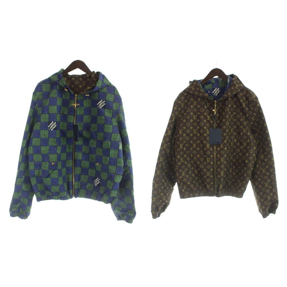 ルイヴィトン LOUIS VUITTON タグ付き 25SS ダミエ モノグラム リバーシブル ウィンドブレーカー ジャケット RM251M SSR HSB95W 長袖 ロング ジップアップ フード 50 マルチカラー ■GY18 /MQ
