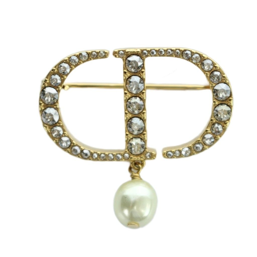 ディオール Dior Petit CD ブローチ V0716PTCCY_D301 アクセサリー レジンパール 箱付き ラインストーン ゴールド色 ■GY18 /MQ ■OH