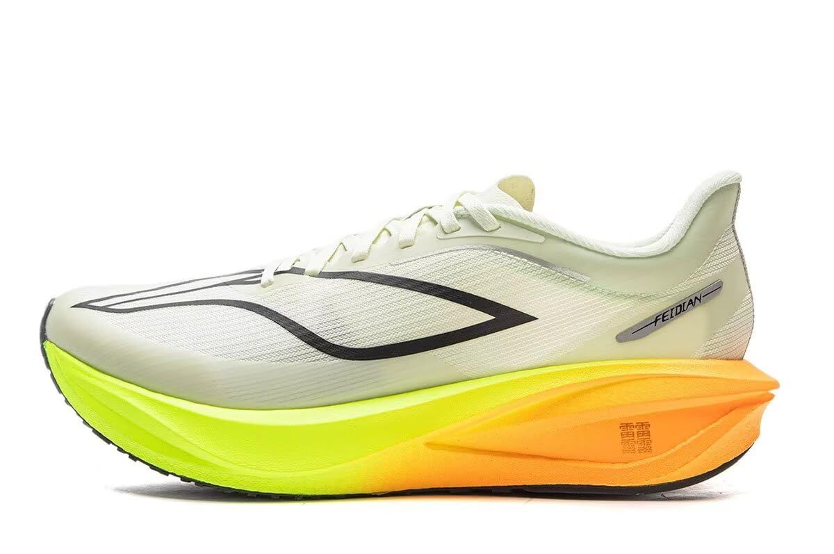 新品 [リーニン] LI-NING FEIDIAN 5 CHALLENGER 男子 反射 軽量 高反発 競走トレーニング ランニングシューズ ホワイトグリーン/イエロー/オレンジ 26.5CM