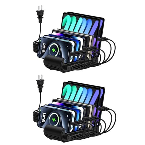 USB充電ステーション 8ポート 65W 【4*PD&4*USB A】 2個セット 卓上スタンド 複数 スマホスタンド 8台同時充電 PSE認証済 複数台対応 Android/iPhone/iPad/kindle/タブレット/PSP 仕切り板 48345c51
