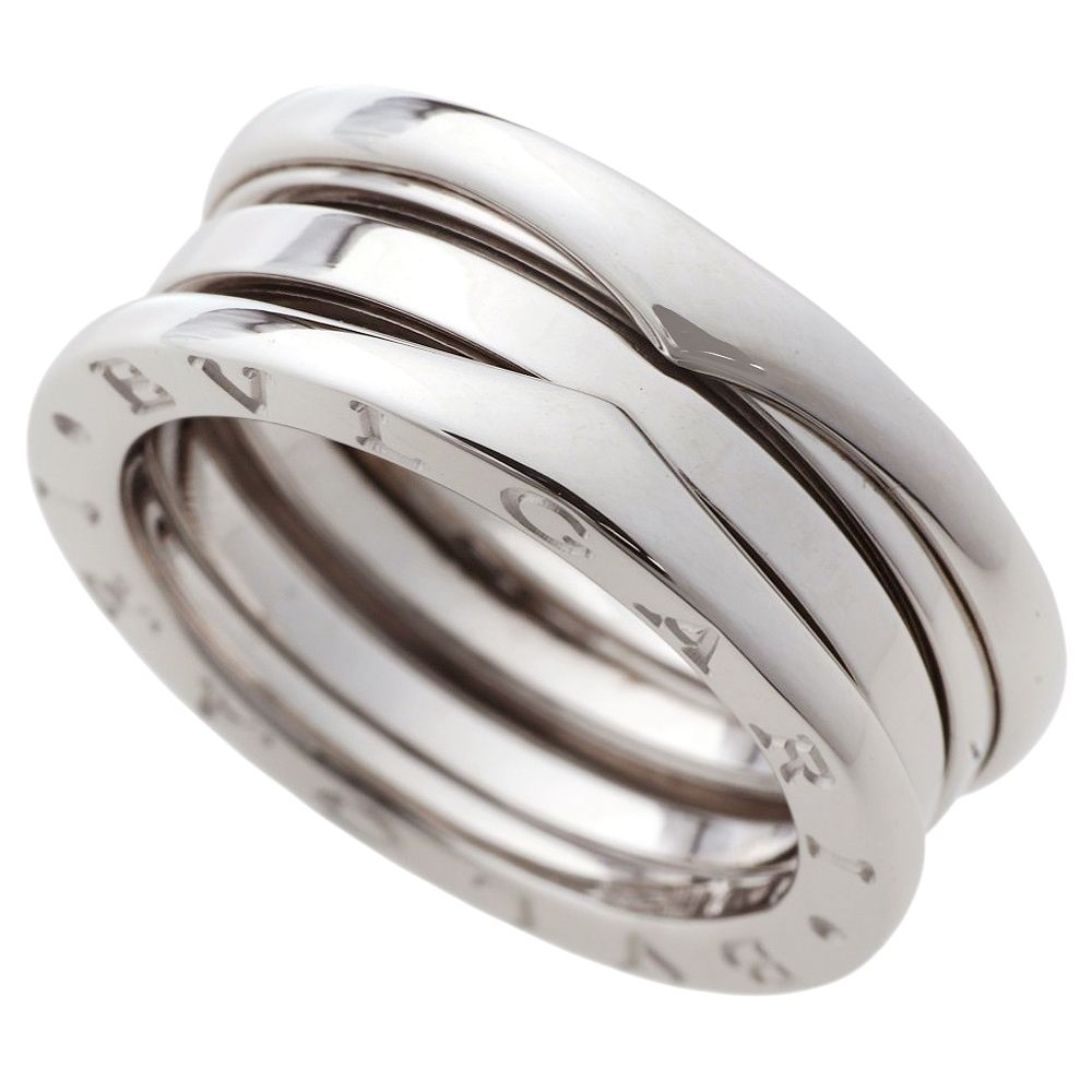 【本物保証】 新品同様 ブルガリ BVLGARI 8.5g ビーゼロワンリング 2バンド リング 指輪 K18WG ホワイトゴールド ＃53 約12号