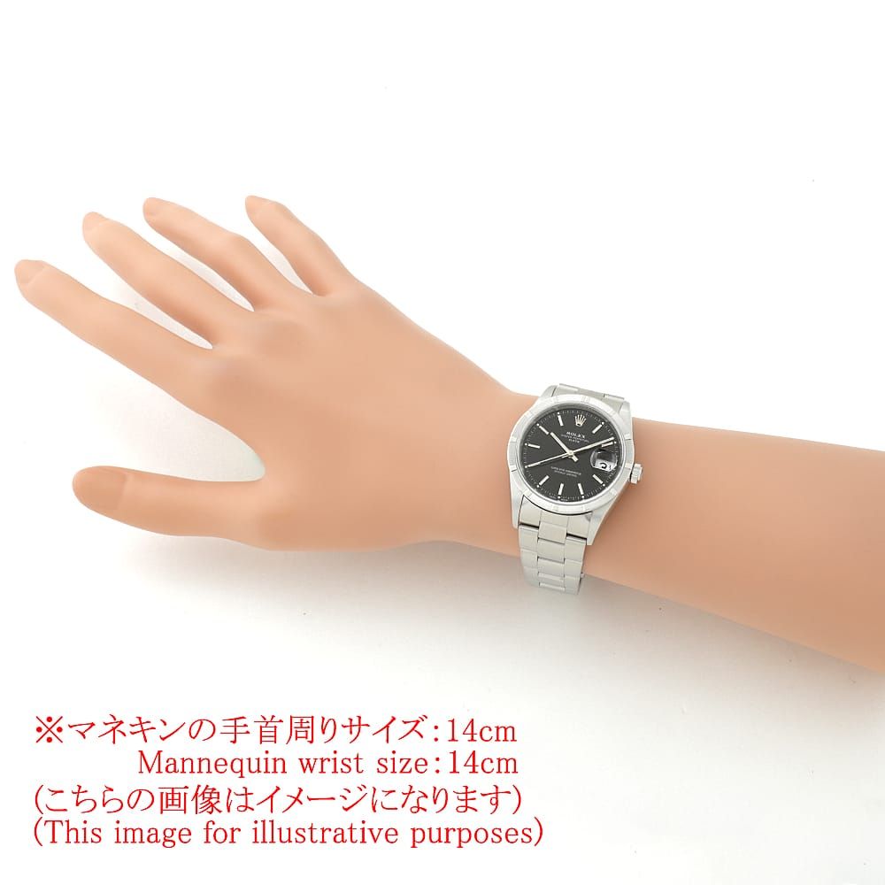 ロレックス オイスターパーペチュアル デイト 15210 ブラック バー P番 中古 メンズ