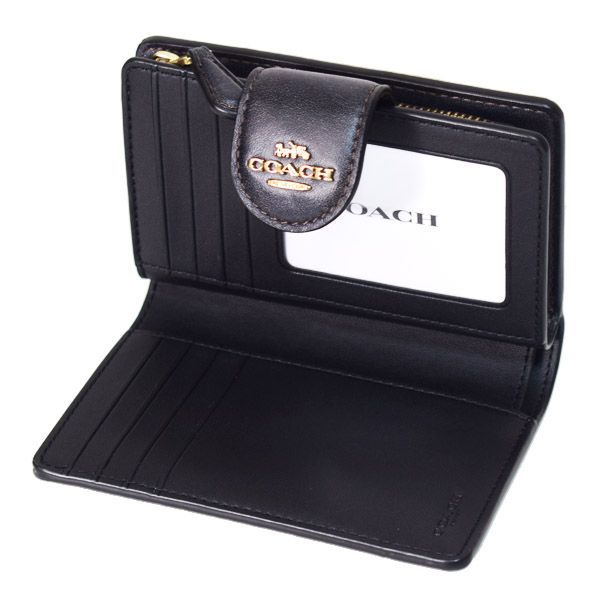 コーチ 財布 COACH コーティングキャンバス レザー シグネチャー ラブド ミディアム コーナー ジップ ウォレット 二つ折り財布 ブラウン CEC28