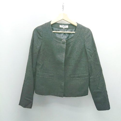 ◇ NATURAL BEAUTY BASIC フロントボタン フォーマル 入学式 卒業式 長袖 ジャケット サイズL ブラック レディース E 【1306190011369】