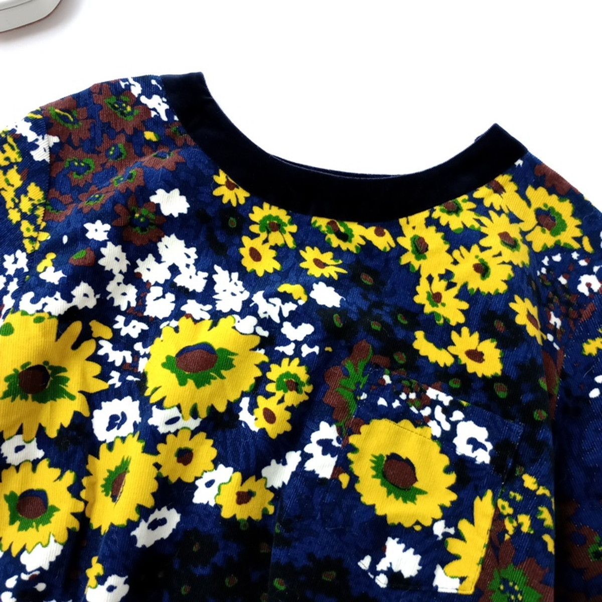 ◯ sacai サカイ コーデュロイ バックシフォン プリーツ フラワー