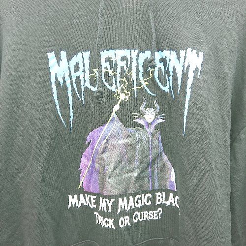 ◇ Disney VILLANS カジュアル イラストプリント 厚手 長袖 パーカー サイズL ブラック レディース E 【1306260003881】