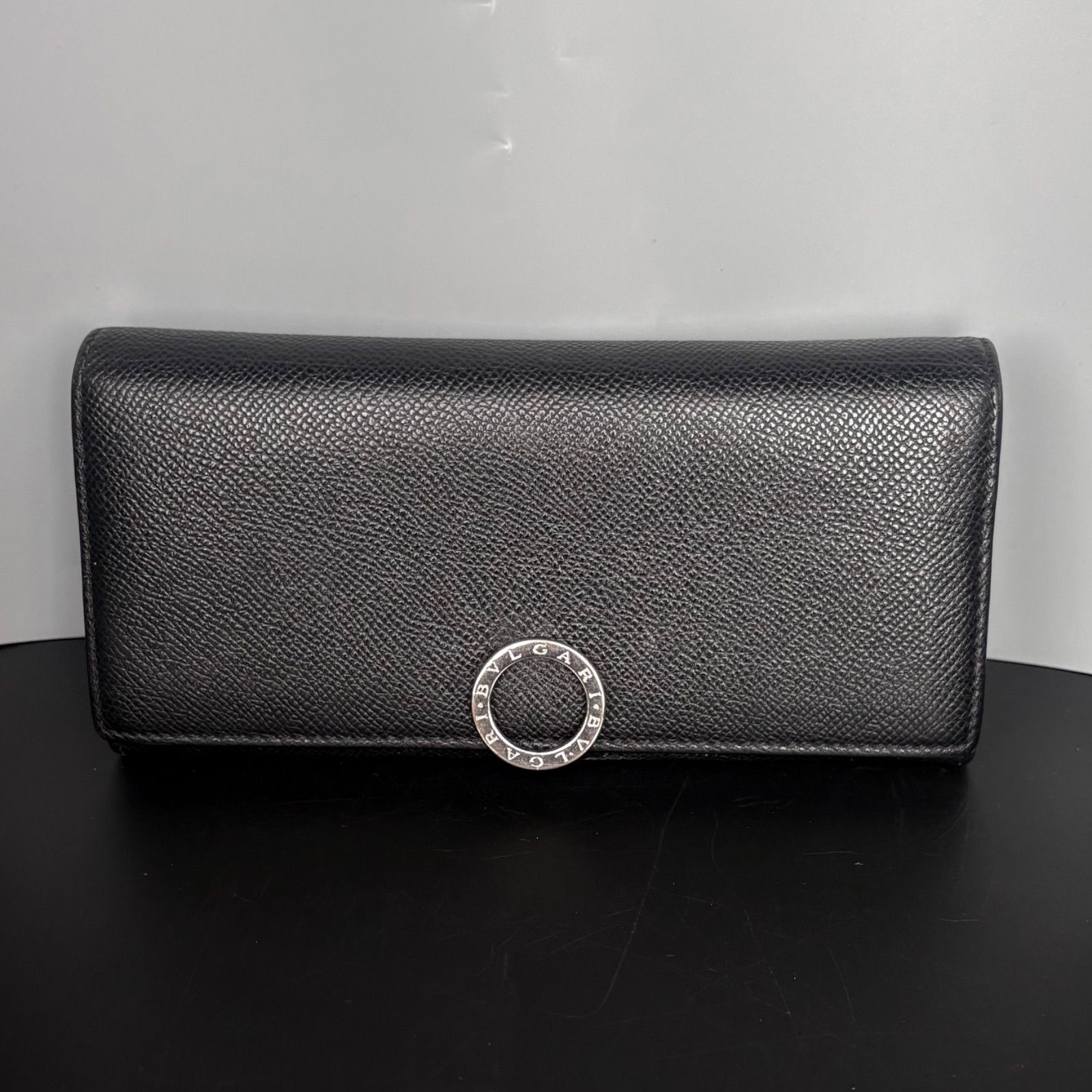 ブルガリ BVLGARI 長財布 二つ折り ロングウォレット ビーゼロワン サークルロゴ レザー シルバー金具 ブラック 黒