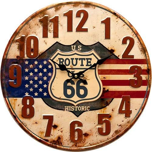秋月貿易(Akizuki) 掛け時計 US Route66 Φ40cm×D3cm アンティーク エンボス クロック HLCQ5424★m 574d432e