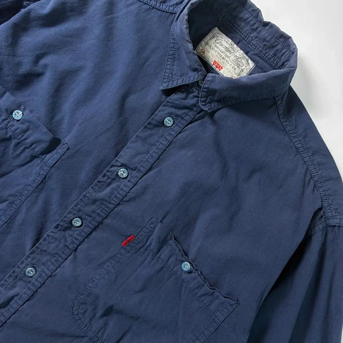LEVI'S リーバイス 90s 赤タブ コットン ネイビー シャツ