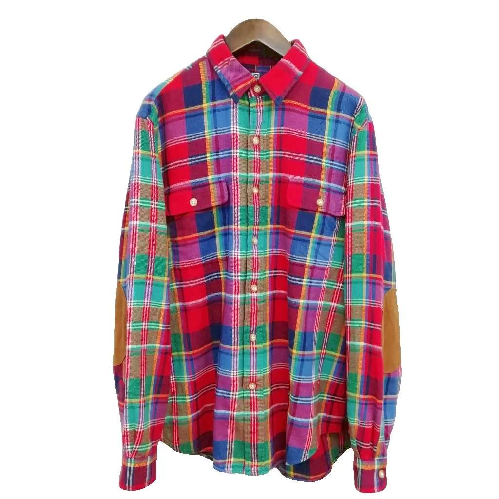 ポロ バイ ラルフローレン Polo by Ralph Lauren チェック ネルシャツ エルボーパッチ L マルチカラー