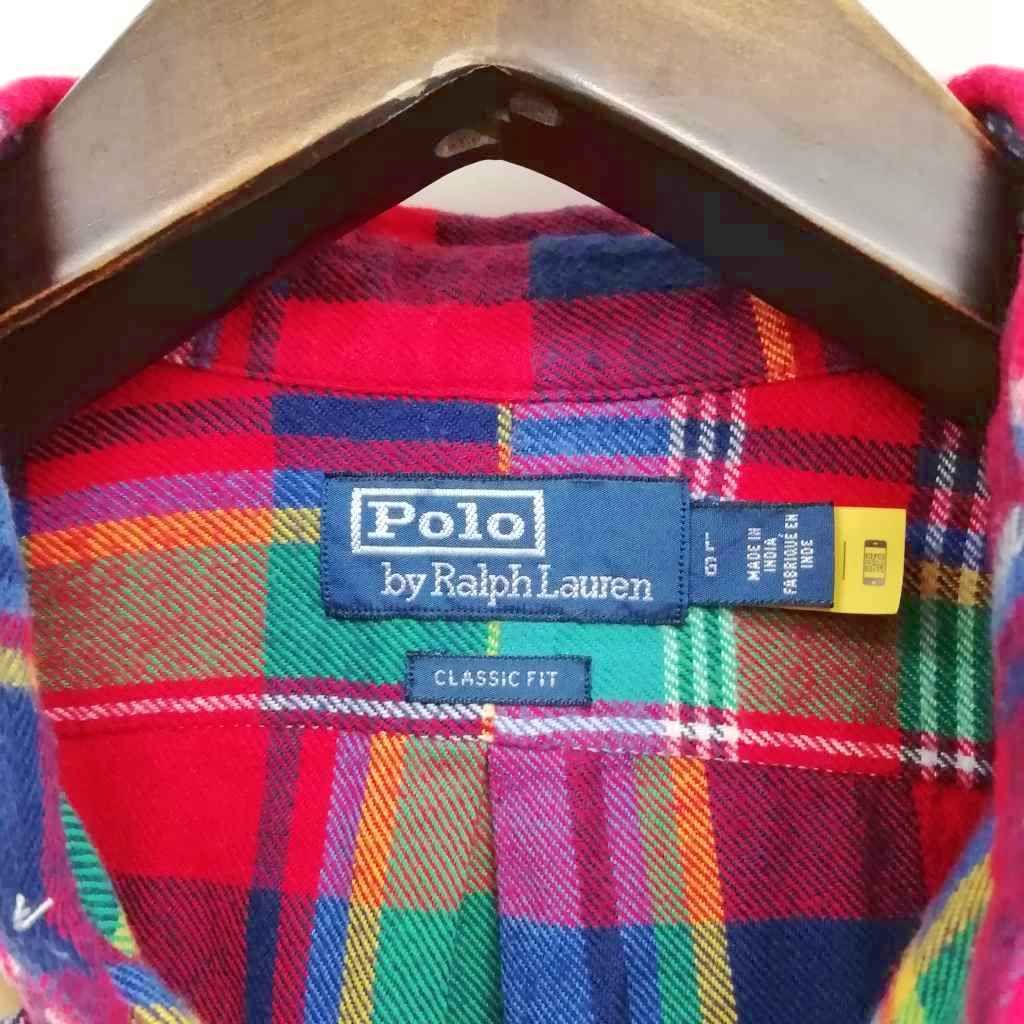 ポロ バイ ラルフローレン Polo by Ralph Lauren チェック ネルシャツ エルボーパッチ L マルチカラー
