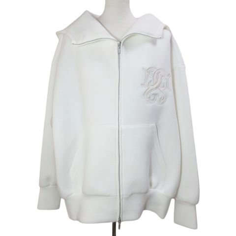 スナイデル SNIDEL 24SS ボリュームパーカー ダンボールスウェット ジップアップ エンブレム刺繡 長袖 フリーサイズ アイボリー SWCT241198 /X