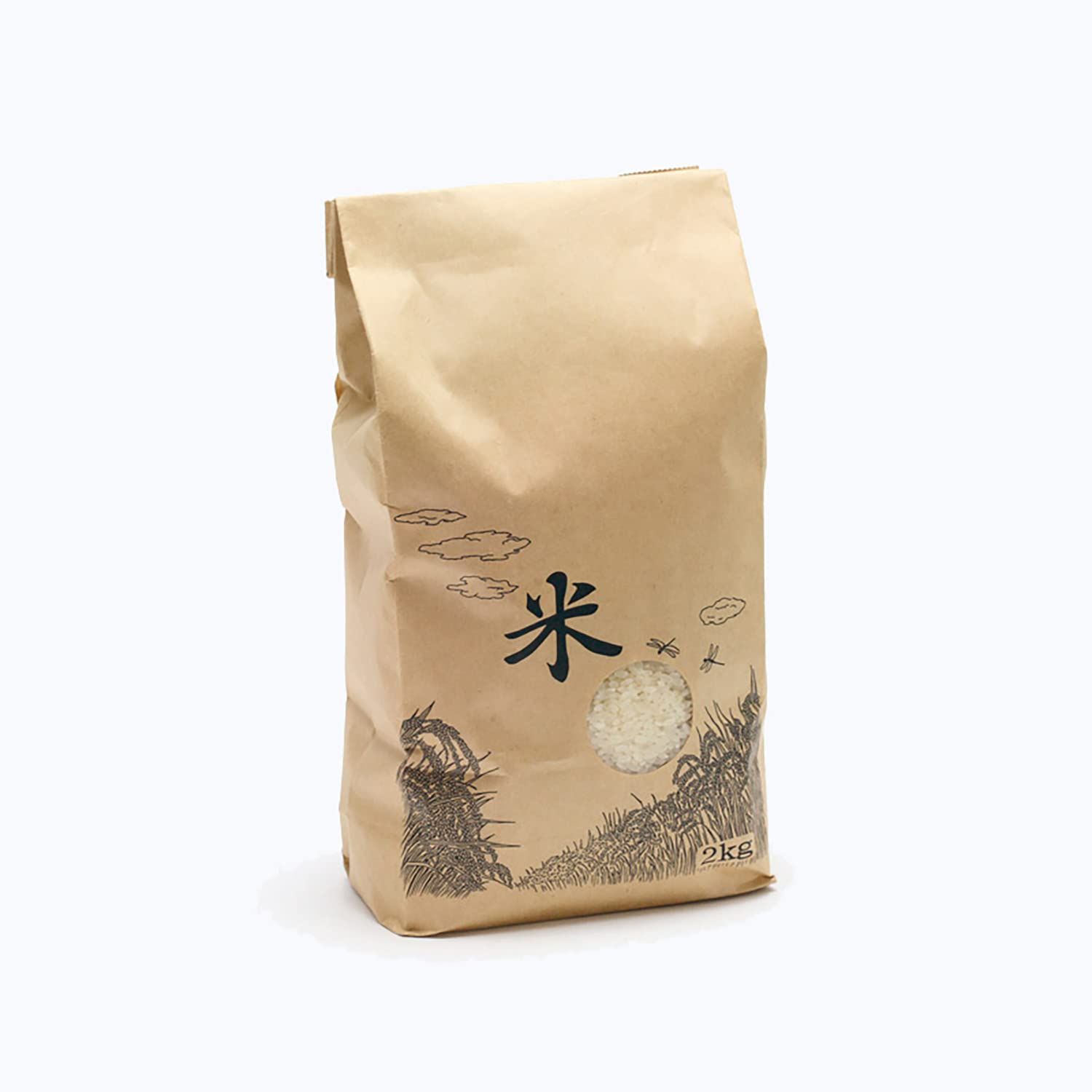 新品 【ケース販売】米袋 テープ 窓付き 2KG 米柄 004193035 1ケース(200枚入)