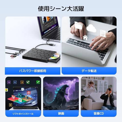 外付けDVDドライブ 『2026年最新高速モデル・多機能1台』 USB3.0&Type-C対応 光学式CD/DVDドライブ 外付け 薄型軽量設計 読み書き両対応 Windows11/10/8/7/XP & Mac対応 M-DISC対応 TF/ 29e69142 外付けDVDドライブ 『2026年最新高速モデル・多機能1台』 USB3.0&Type-C対応 光学式CD/DVDドライブ 外付け 薄型軽量設計 読み書き両対応 Windows11/10/8/7/XP & Mac対応 M-DISC対応 TF/ 29e69142