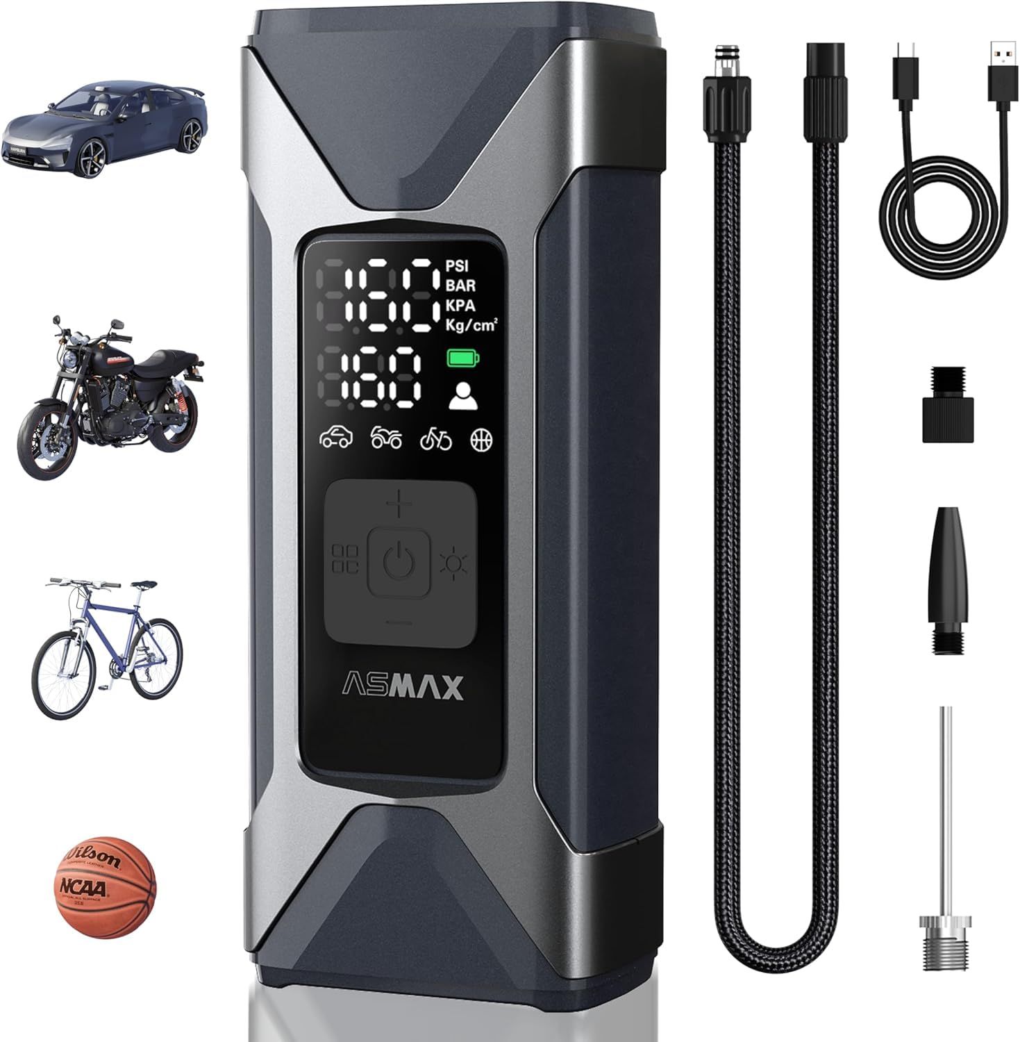 ASMAX 自転車 空気入れ 電動空気入れ バイク 車 エアーポンプ 2500mAh×3 大容量バッテリー 最大圧力160PSI タイヤ空気圧検知 50cmクイックリリースエアホース 自動停止 米式/仏式/英式 浮き輪バルブ対応 モバイルコン 7a6dc3c1 ASMAX 自転車 空気入れ 電動空気入れ バイク 車 エアーポンプ 2500mAh×3 大容量バッテリー 最大圧力160PSI タイヤ空気圧検知 50cmクイックリリースエアホース 自動停止 米式/仏式/英式 浮き輪バルブ対応 モバイルコン 7a6dc3c1