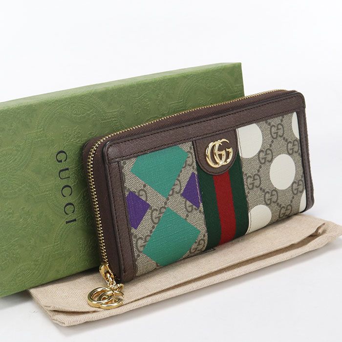 GUCCI グッチ ラウンドジップウォレット オフィディア 523154 長財布ラウンドファスナー PVC【中古】 レディース