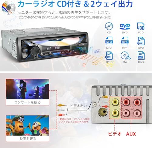 1Din 車のオーディオ メディア DVD CD プレーヤー Bluetooth 車 AUX USB MicroSD ラジオ FM AM RCA 12V 互換性のある音楽 iPhone アンドロイド(沖縄・離島の方不可) 1d3d32df