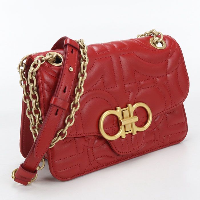 FERRAGAMO フェラガモ チェーンショルダーバッグ ガンチーニ 21 H153 ショルダーバッグ カーフ【中古】 レディース 44,988円