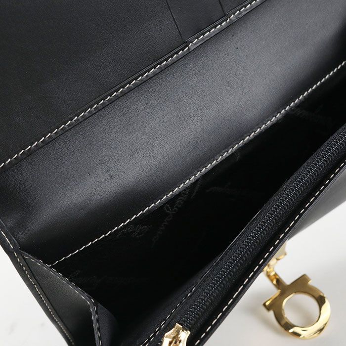 FERRAGAMO フェラガモ ガンチーニ 22 0120 長財布二折 カーフ【中古】 レディース FERRAGAMO フェラガモ ガンチーニ 22 0120 長財布二折 カーフ【中古】 レディース