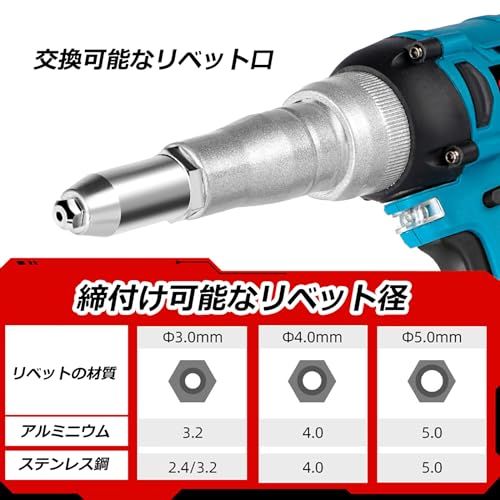 ONEVAN ハンドリベッター 充電式 電動リベットガン 2.4?5.0mm 18V マキタの18Vバッテリー互換可能 軽量 ハンドナッター リベット 工具 1年間保証(本体だけ)wb a490830b ONEVAN ハンドリベッター 充電式 電動リベットガン 2.4?5.0mm 18V マキタの18Vバッテリー互換可能 軽量 ハンドナッター リベット 工具 1年間保証(本体だけ)wb a490830b