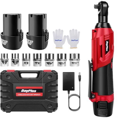 DayPlus コードレス電動スリムラチェット 3/8”(9.53mm) 40Nm強力トルク 12V 1.5Ah大容量バッテリ2個付属 正逆転両用 小型 LEDライト 過熱保護 安全ロック搭載 ラチェットレンチ オートバイ/自転車の整備 DI 7edcf831 DayPlus コードレス電動スリムラチェット 3/8”(9.53mm) 40Nm強力トルク 12V 1.5Ah大容量バッテリ2個付属 正逆転両用 小型 LEDライト 過熱保護 安全ロック搭載 ラチェットレンチ オートバイ/自転車の整備 DI 7edcf831