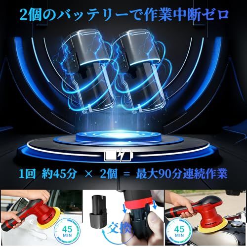 【軽量1.35kg・バッテリー2個・静か】SETIEPP ポリッシャー コードレス ダブルアクションポリッシャー 車用 12V 5800rpm 6段変速 125mm 9mm偏心構造 バフ研磨機 PSE認証 充電式 傷取り・艶出し・水垢除去・鏡 fdeebc47 【軽量1.35kg・バッテリー2個・静か】SETIEPP ポリッシャー コードレス ダブルアクションポリッシャー 車用 12V 5800rpm 6段変速 125mm 9mm偏心構造 バフ研磨機 PSE認証 充電式 傷取り・艶出し・水垢除去・鏡 fdeebc47