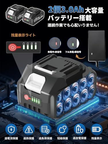 洗車 ブロワー 強力 ブロアー 充電式 ブロワ 残量表示 PSE認定 コードレス ブロア 3000mAh大容量バッテリ一2個搭載 2種類のノズル付き エアーブロアー 高速回転 無段階変速 小型 軽量 耐久性 庭掃除/落ち葉/洗車/キーボード/ 161bd227