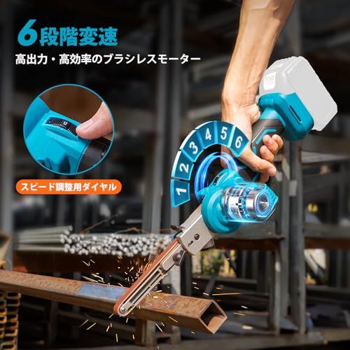 【2026年新登場】SEESII 電動サンダー 充電式ベルトサンダー 13mm/8mm幅ベルト兼用 ブラシレスモータ搭載 6段階調速 16枚研磨ベルトサンドペーハ マキタ 18v 互換 日本語取扱説明書（充電器・バッテリー別売り）wb 8c591d41