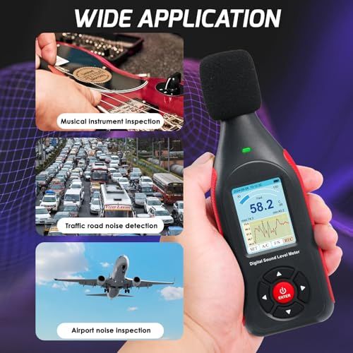 騒音計, デシベルメーターデータロガー, 騒音測定器, 高速/低速応答、43,000データレコード デシベル計, リアルタイムサンプリング、USB/PC接続、3色LEDアラームノイズリーダーwb 4facc636