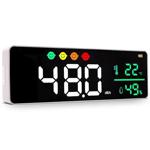 ANRIS 騒音計 壁掛け 大型LED デシベルメーター ノイズメーター 測定範囲30-130dBA 騒音検知、温度検知、湿度検知 3-in-1 デジタル ノイズ測定器 教室騒音計 音響レベル計 音圧計 DB計 騒音デシベル計wb 9878c438
