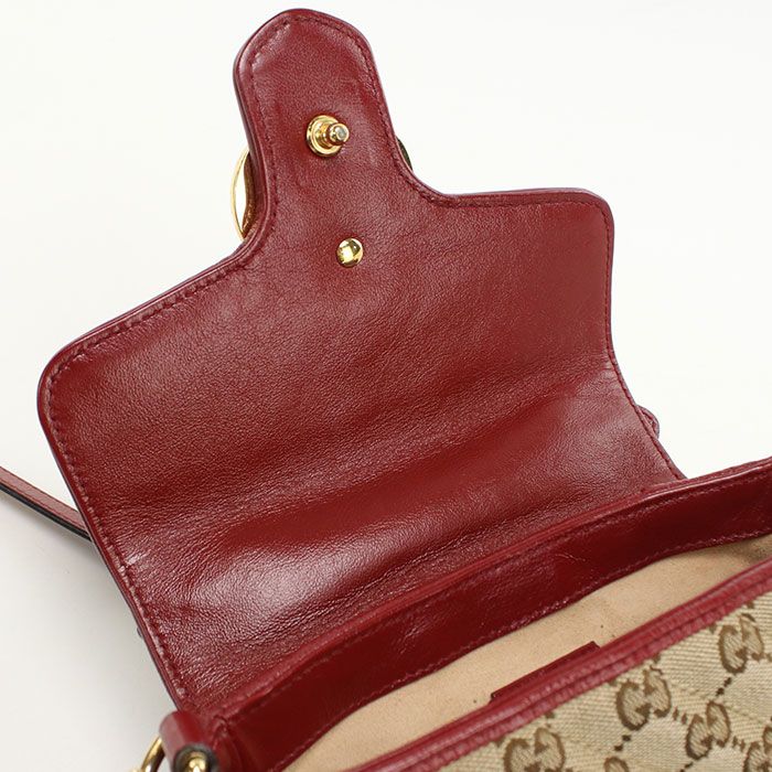GUCCI グッチ ミニ トップハンドルバッグ GGマーモント 583571 ハンドバッグ GGキャンバス/レザー【中古】 レディース GUCCI グッチ ミニ トップハンドルバッグ GGマーモント 583571 ハンドバッグ GGキャンバス/レザー【中古】 レディース