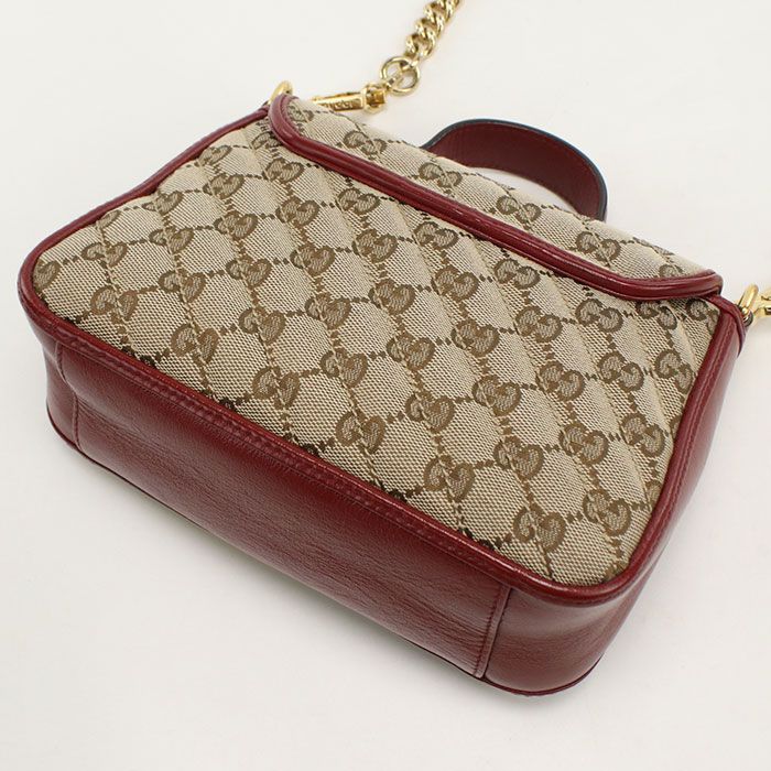GUCCI グッチ ミニ トップハンドルバッグ GGマーモント 583571 ハンドバッグ GGキャンバス/レザー【中古】 レディース GUCCI グッチ ミニ トップハンドルバッグ GGマーモント 583571 ハンドバッグ GGキャンバス/レザー【中古】 レディース