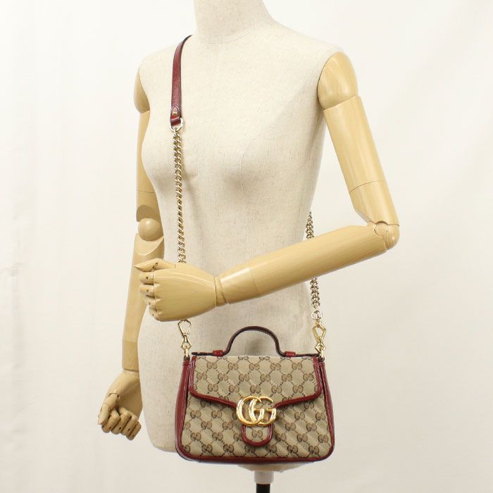 GUCCI グッチ ミニ トップハンドルバッグ GGマーモント 583571 ハンドバッグ GGキャンバス/レザー【中古】 レディース GUCCI グッチ ミニ トップハンドルバッグ GGマーモント 583571 ハンドバッグ GGキャンバス/レザー【中古】 レディース